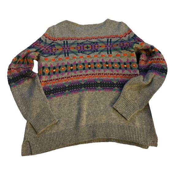 Chaps Knit Sweater Womens Medium L Gray Graphic Geometric Boho Aztec Casual Prep - Picture 5 of 5